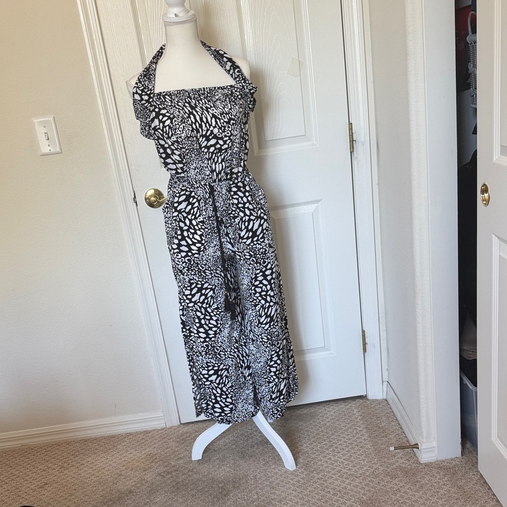 Black and White Halter Jumpsuit